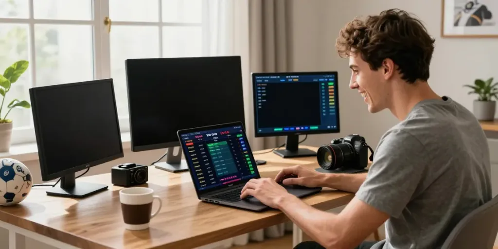 Real-time sports betting experience at https://zbet.cymru/ with live odds displayed on multiple screens.