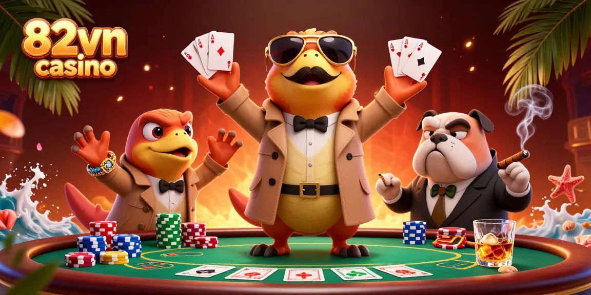 Experience the thrill of 82vn casino with raptors in disguise and vibrant poker elements