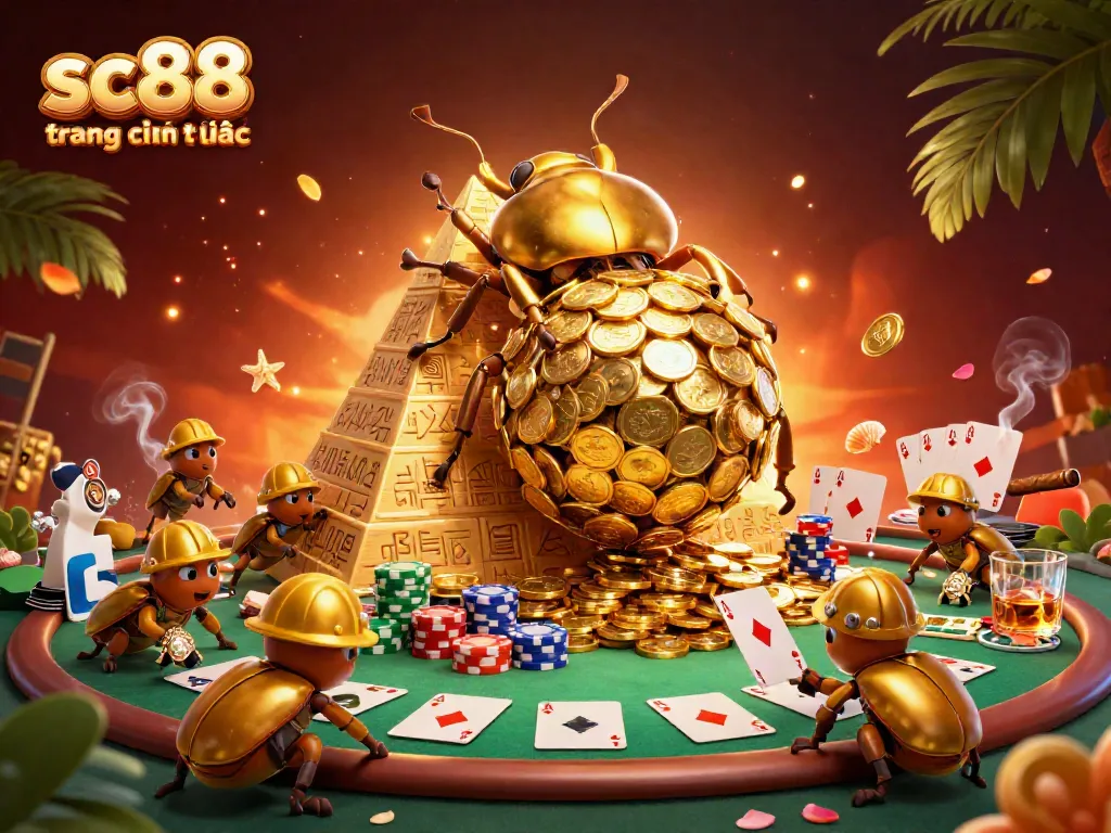 Join the excitement at sc88 trang chính thức with a vibrant 3D illustration of casino-themed elements
