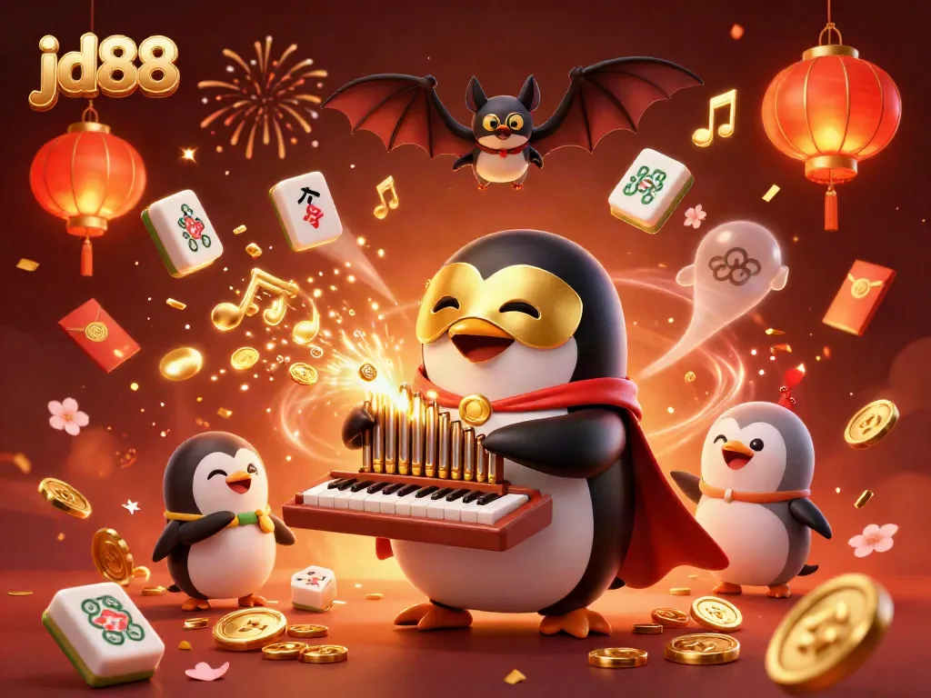 Experience the thrill of jd88 as the phantom penguin unleashes golden coins while celebrating with vibrant elements.