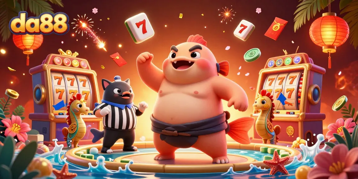 Experience thrilling gaming action at da88 with vibrant slot elements and lively underwater characters.