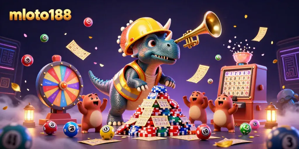 Engage with mloto188's vibrant casino scene featuring fun lottery elements and animated excitement.