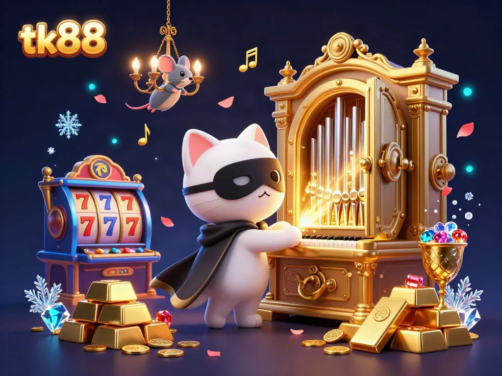 Win big with tk88 in this intricately detailed casino scene showcasing exciting gaming elements.