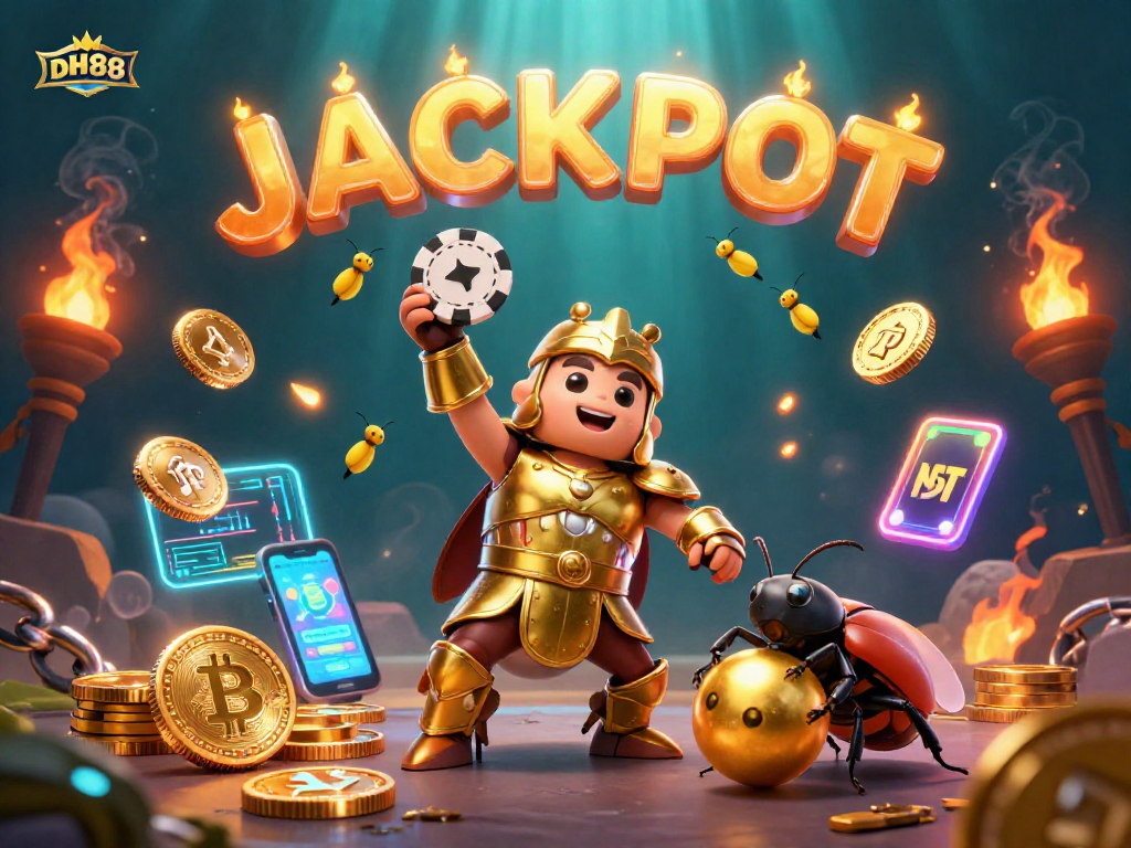 Experience the thrilling atmosphere of DH88 casino with vibrant gaming elements and characters!