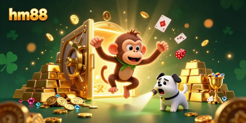 Engage in thrilling adventures with hm88 as a poltergeist monkey juggles treasures in a captivating casino.