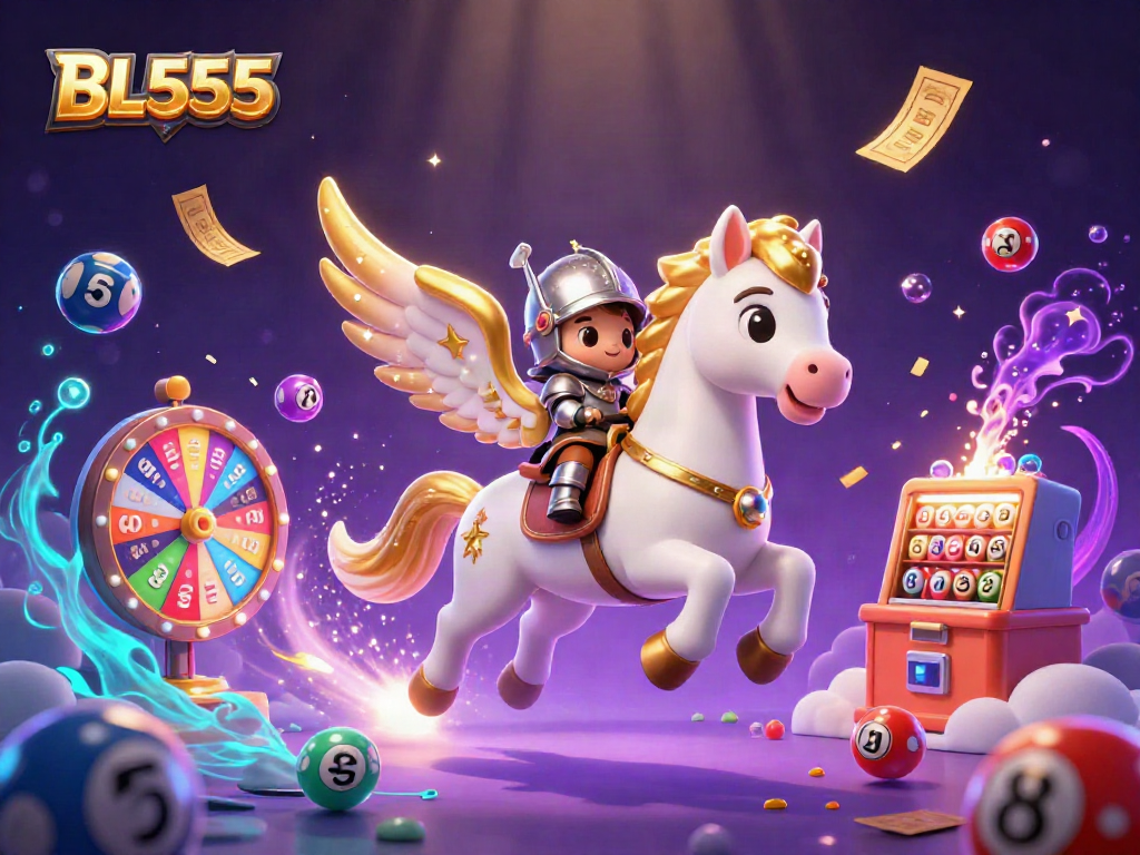Join the adventure with BL555 in a vibrant casino world filled with colorful game elements and dynamic energy.
