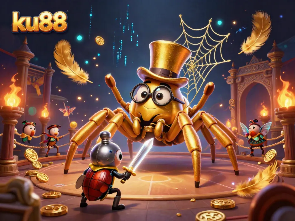 Experience thrilling action at ku88 with a vibrant 3D illustration of casino elements.