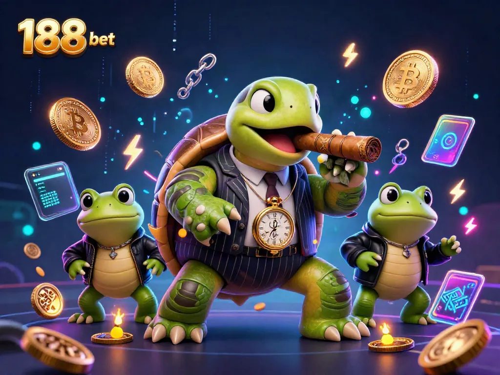 Experience thrilling 188 bet action with characters lighting up the casino scene with neon elements.