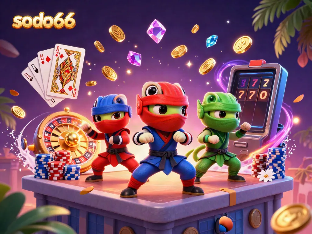 Experience thrilling moments at sodo66 with our vibrant illustration of action-packed casino gameplay.