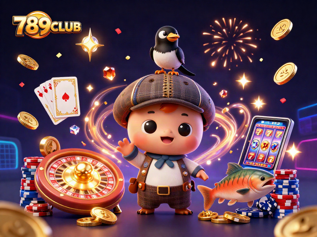 Experience the excitement of 789CLUB with a vibrant 3D illustration highlighting casino elements.