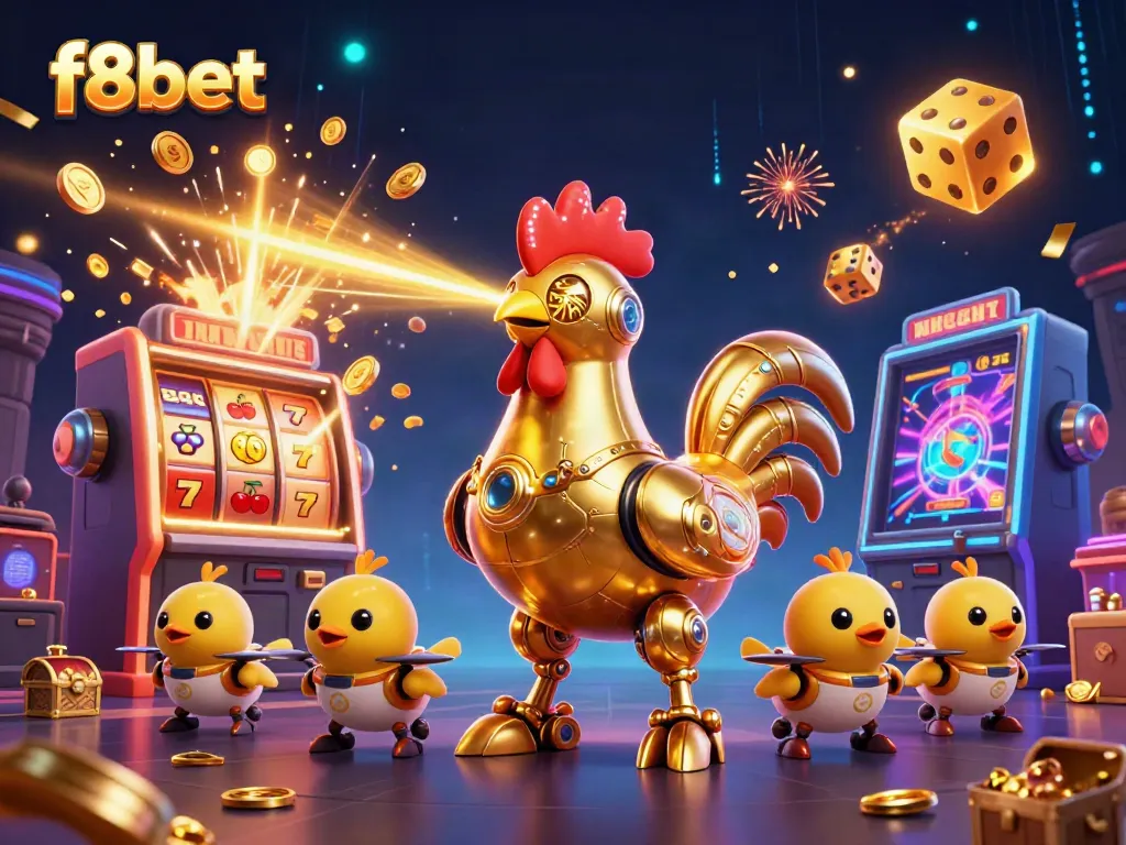 Experience excitement with the f8bet golden rooster robot and dynamic casino elements exploding with action.