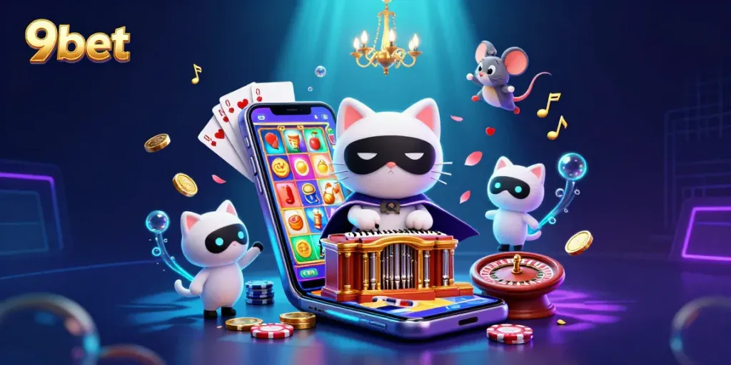 Experience thrilling gameplay with 9bet in a vibrant casino scene featuring dynamic slot games and rich 3D elements.