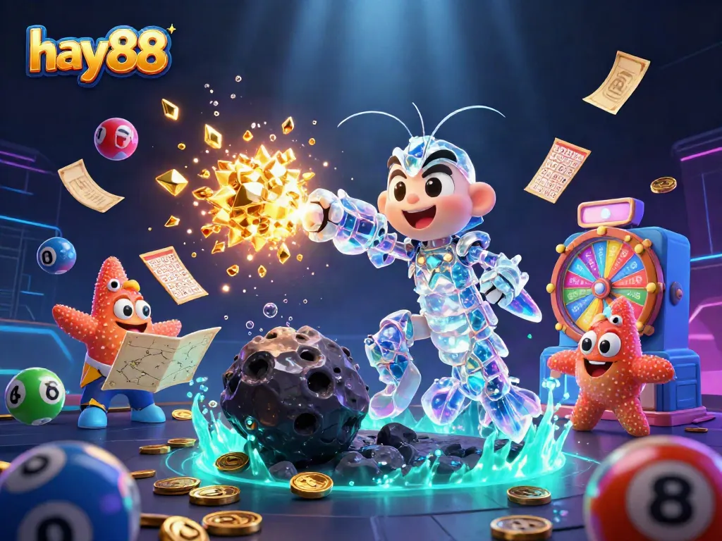 Experience an exciting moment at hay88 as the galactic samurai battles an asteroid with treasures flying around.