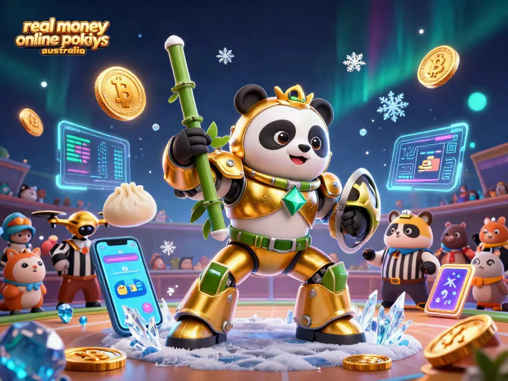 Spin to win with real money online pokies Australia in a vibrant 3D casino scene.
