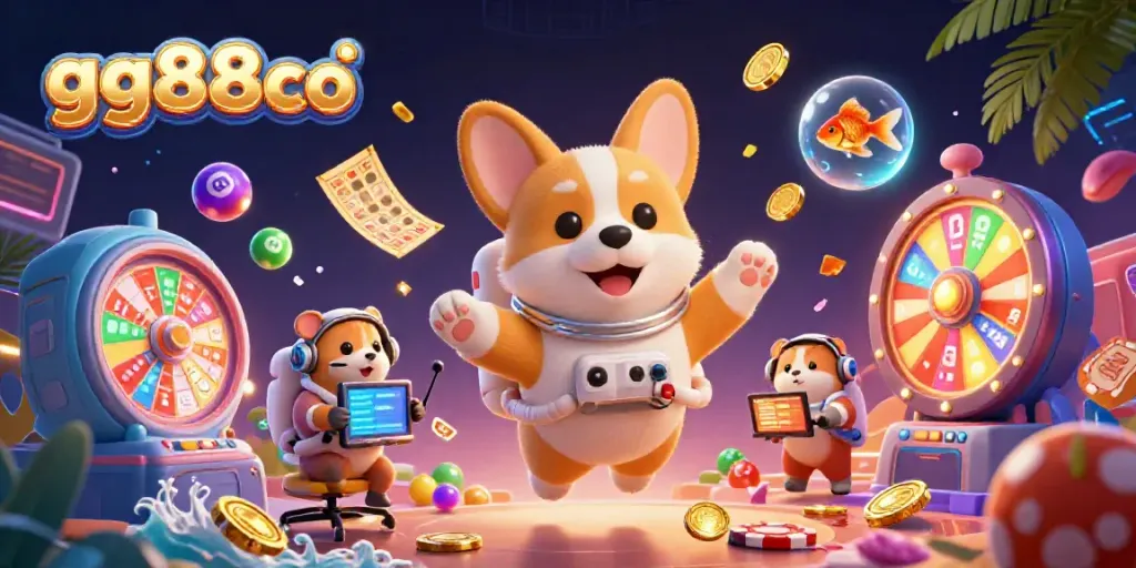 Experience the excitement of gg88co with an astronaut corgi and mission-control hamster in a vibrant casino