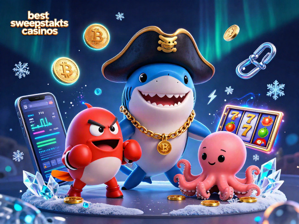Experience excitement at best sweepstakes casinos with a lively pirate shark, pufferfish, and octopus.