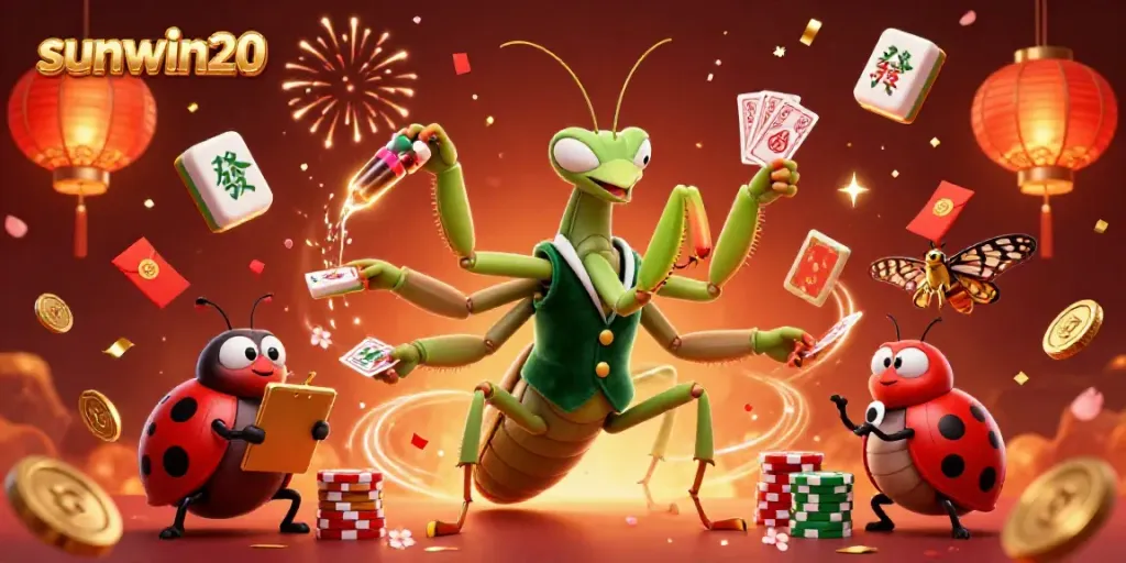 Experience thrilling games at sunwin20 with vibrant visuals of characters amidst festive elements and dynamic action.