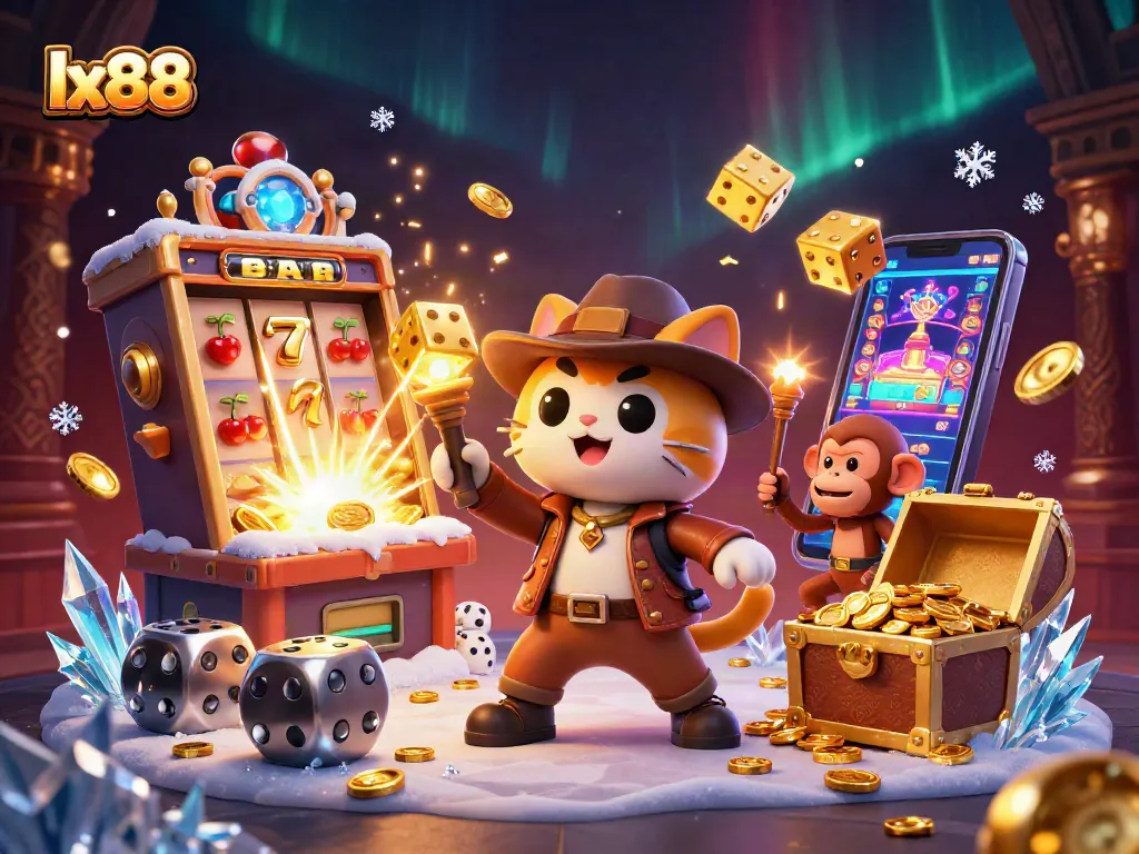 Spin the reels with lx88 and enjoy vibrant casino action featuring cats and monkeys!