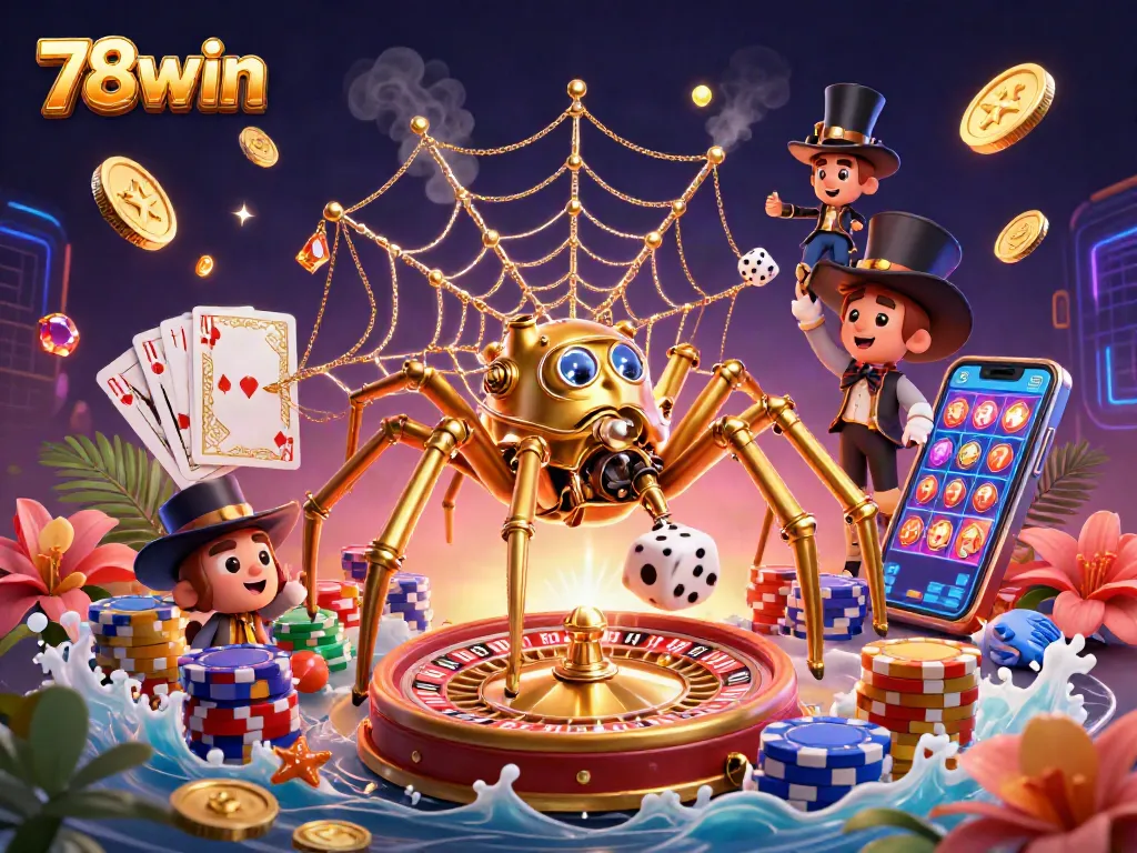Experience thrilling wins with 78win's vibrant casino scene featuring steampunk-inspired characters.