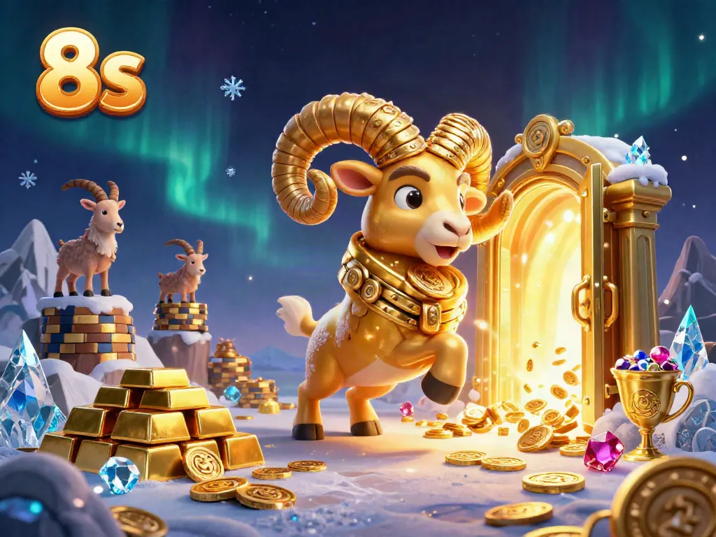 Experience thrilling gambling fun in a vibrant 3D scene with 8s showcasing golden treasures and dynamic casino elements.