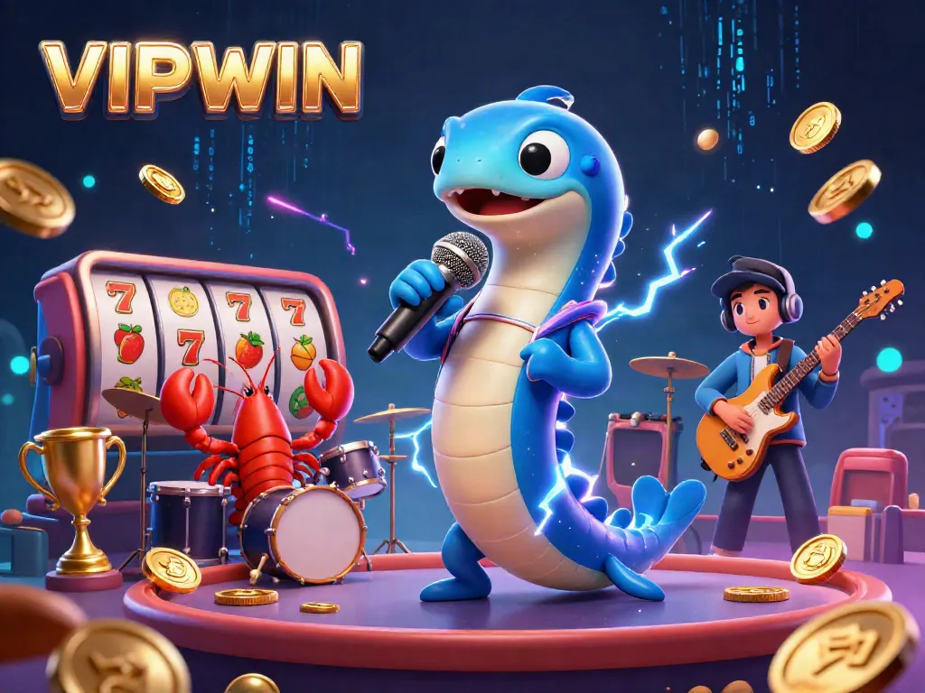 VIPWIN showcases an electrifying underwater casino scene with vibrant characters and dynamic gaming elements.