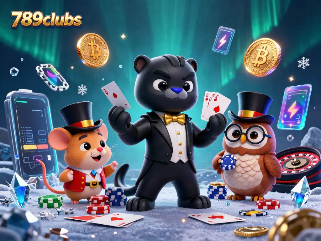 Engaging scene of a black panther dealing cards in 789clubs casino surrounded by poker companions.