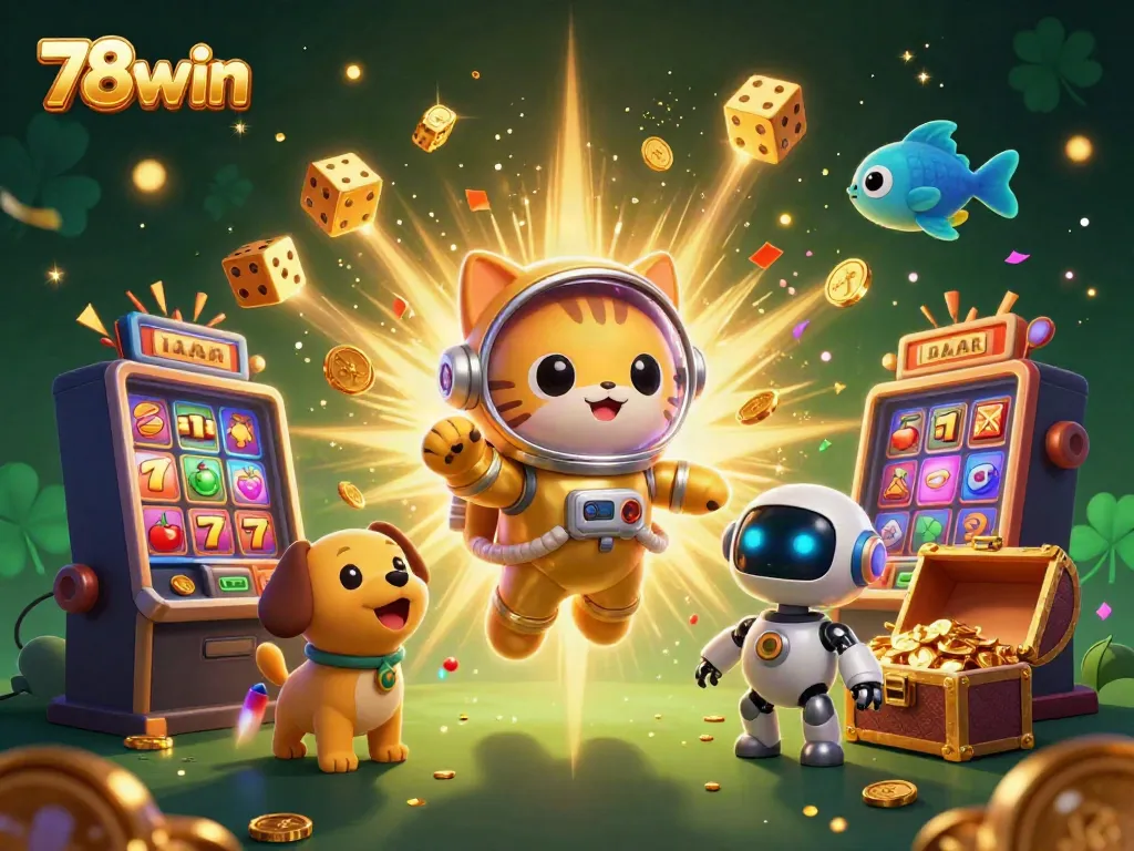 Experience the thrill of 78win with a jackpot explosion in a vibrant space casino scene.