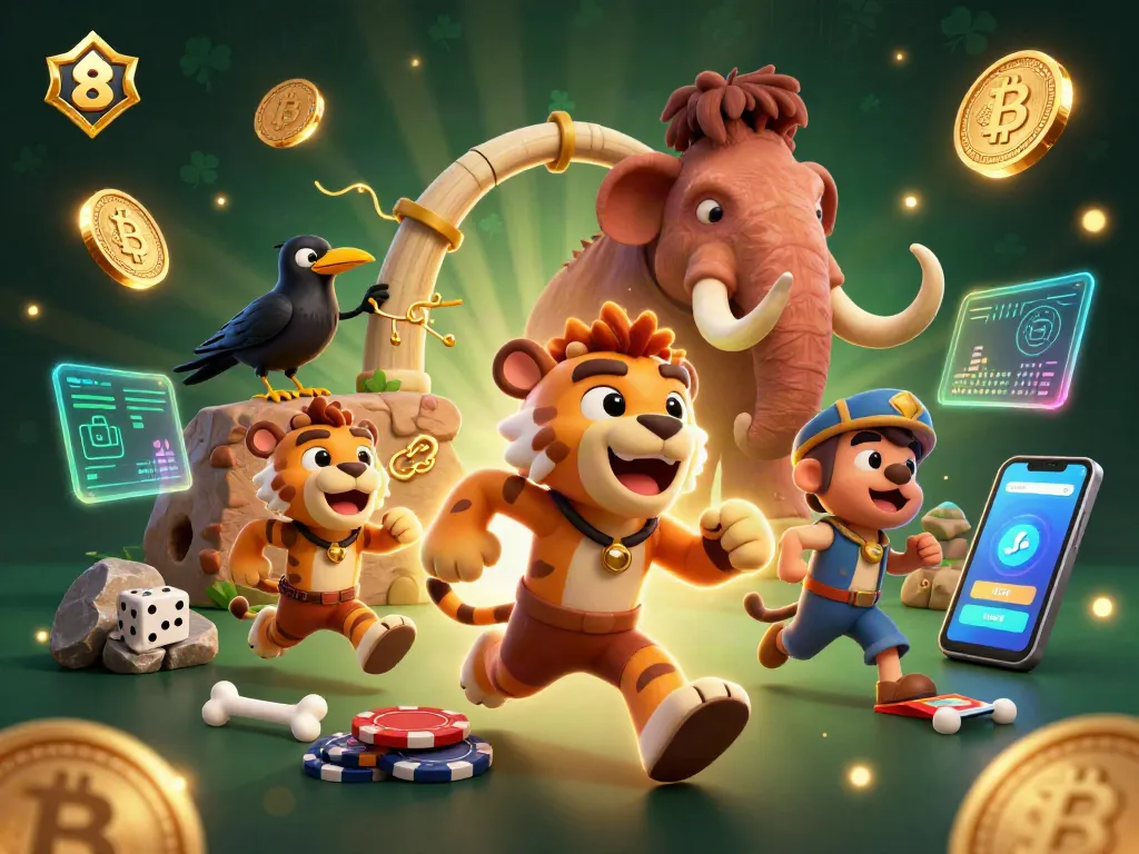 Engage with the ultimate gaming experience at s 8's prehistoric casino with vibrant 3D characters and crypto elements.