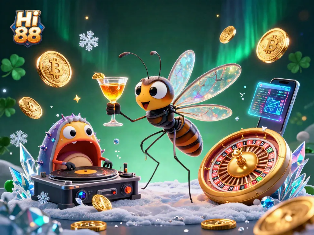 Engage with Hi 88 at the vibrant casino scene featuring iconic characters and dynamic gambling elements.